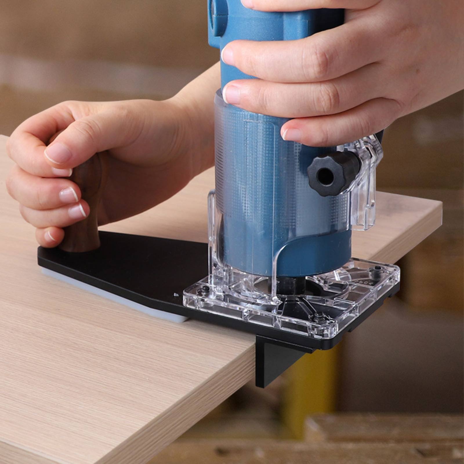 Router Trim Base - ฐานตัดแต่งขอบ ควบคุมการใช้งานได้มั่นคง ฐานเราเตอร์แบบโค้งมน อุปกรณ์เสริมเครื่องมือไฟฟ้า ตัดได้อย่างแม่นยำ โครงสร้างทนทาน
