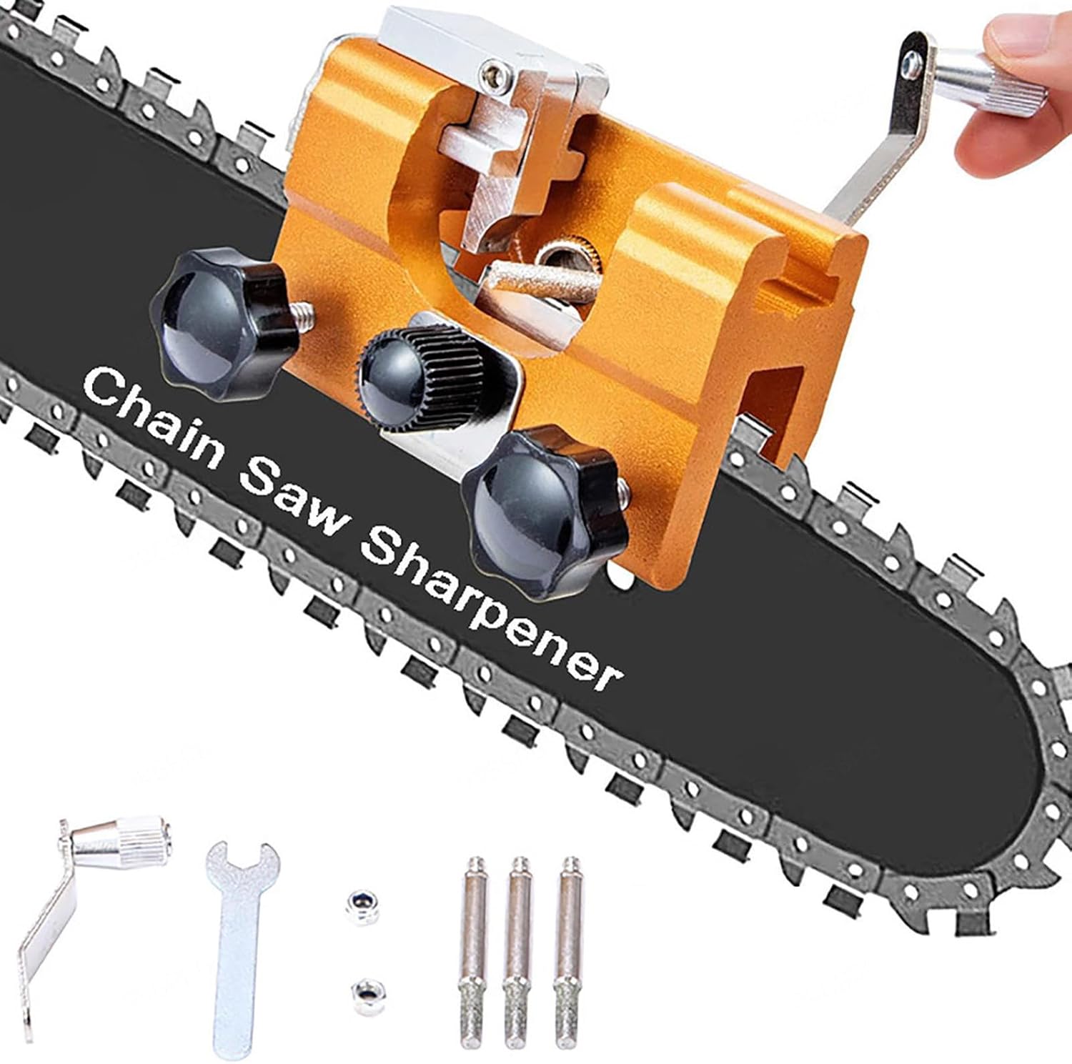 Power Tools Jigsaw - เครื่องลับคมใบเลื่อยโซ่แบบพกพา พร้อมหินเจียร แปรงทำความสะอาด และชุดอุปกรณ์สำหรับงานไม้