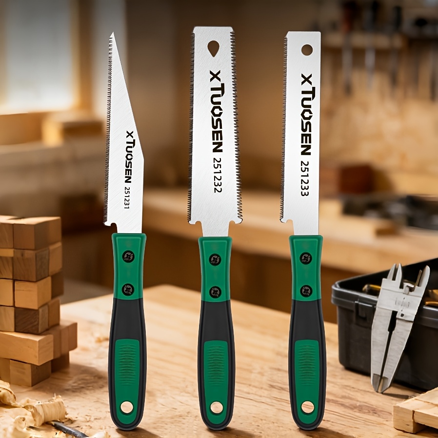 Power Tools Japan - เลื่อยญี่ปุ่นแบบสามชิ้นหรือชิ้นเดียว, เลื่อยฟันละเอียดสำหรับไม้เนื้อแข็ง, เครื่องมือตัดแบบพกพาพร้อมด้ามจับไม้กันลื่น