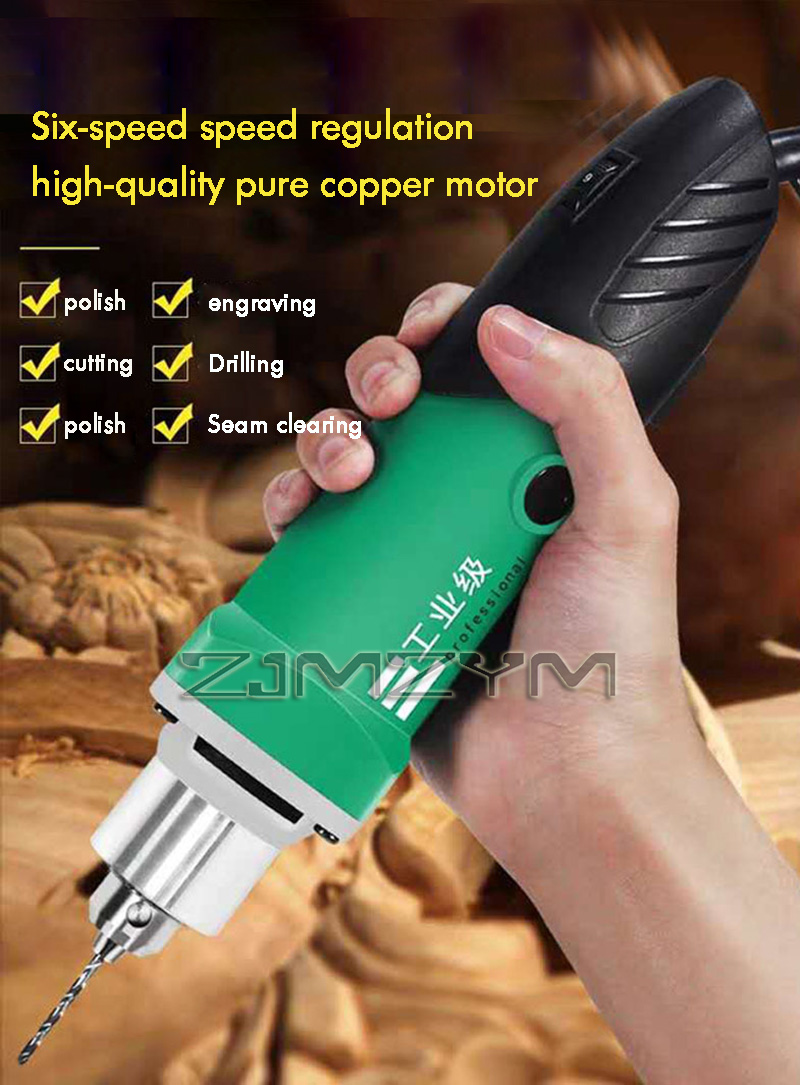 Power Tools For Woodworking - เครื่องแกะสลักไฟฟ้ากำลังสูง 6 ระดับความเร็ว พร้อมแกนยืดหยุ่น สำหรับงานแกะสลักไม้ ขัดเงา
