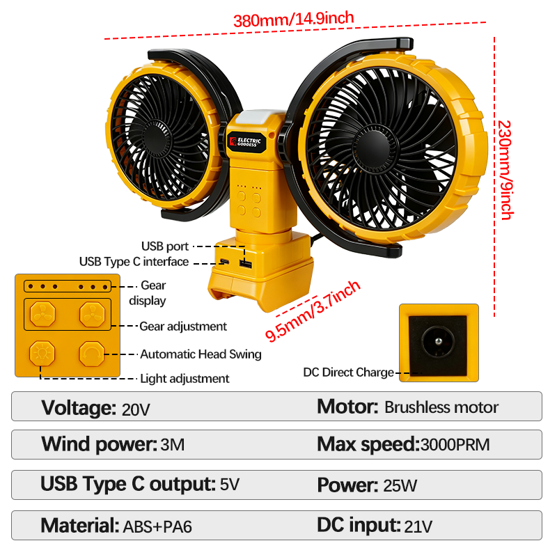 พัดลมแบบพกพา 2 หัว 3000 รอบต่อ - Power Tools Lowes บทวิจารณ์และราคา