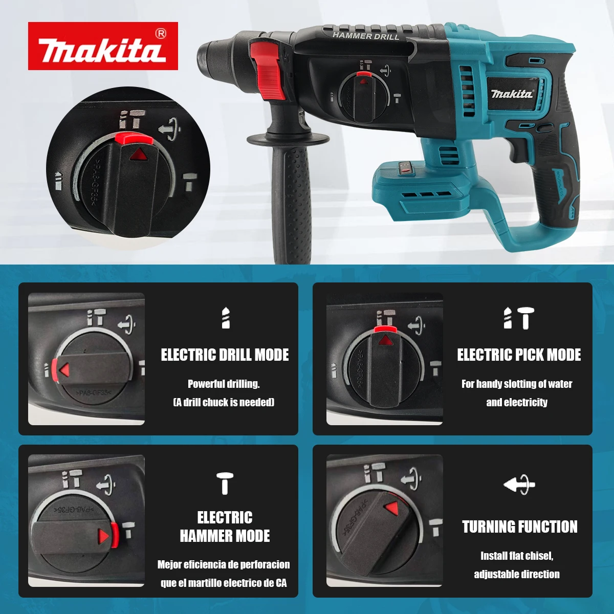 สว่านกระแทกไร้สาย Makita Brush - Power Tools Hammer บทวิจารณ์และราคา