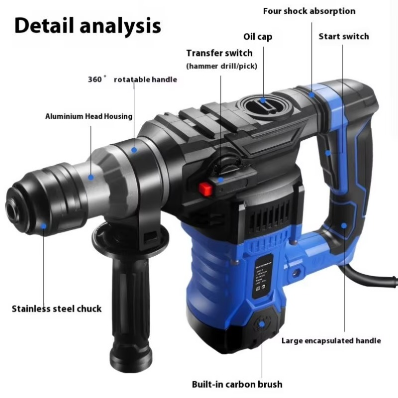 สว่านโรตารี่ไฟฟ้า 1800 วัตต์ 2 - Power Tools Hammer บทวิจารณ์และราคา
